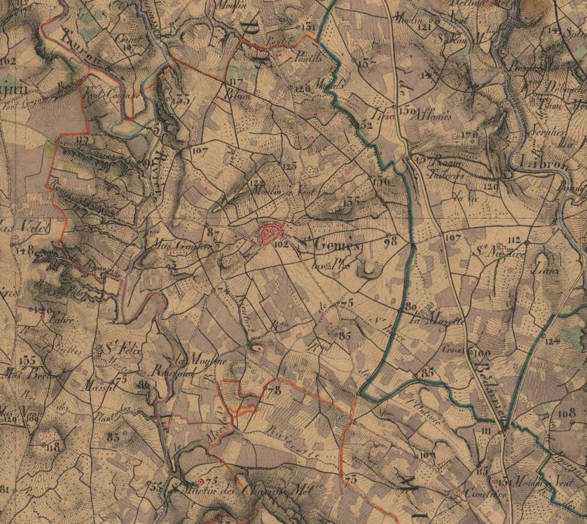 - La carte d’état-major 1820-1866 avec St Génies (photo 1842) - La carte d’état-major 1820-1866 avec St Génies (photo 1842)